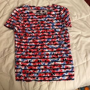 Rafaella pink blue floral design with black stripes